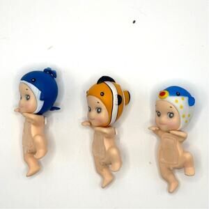 Set of 3 New Unbranded Kewpie/Angel Hipper Figures, Whale, Clownfish, Blowfish